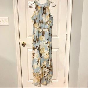 Mint Blue Floral Maxi Dress